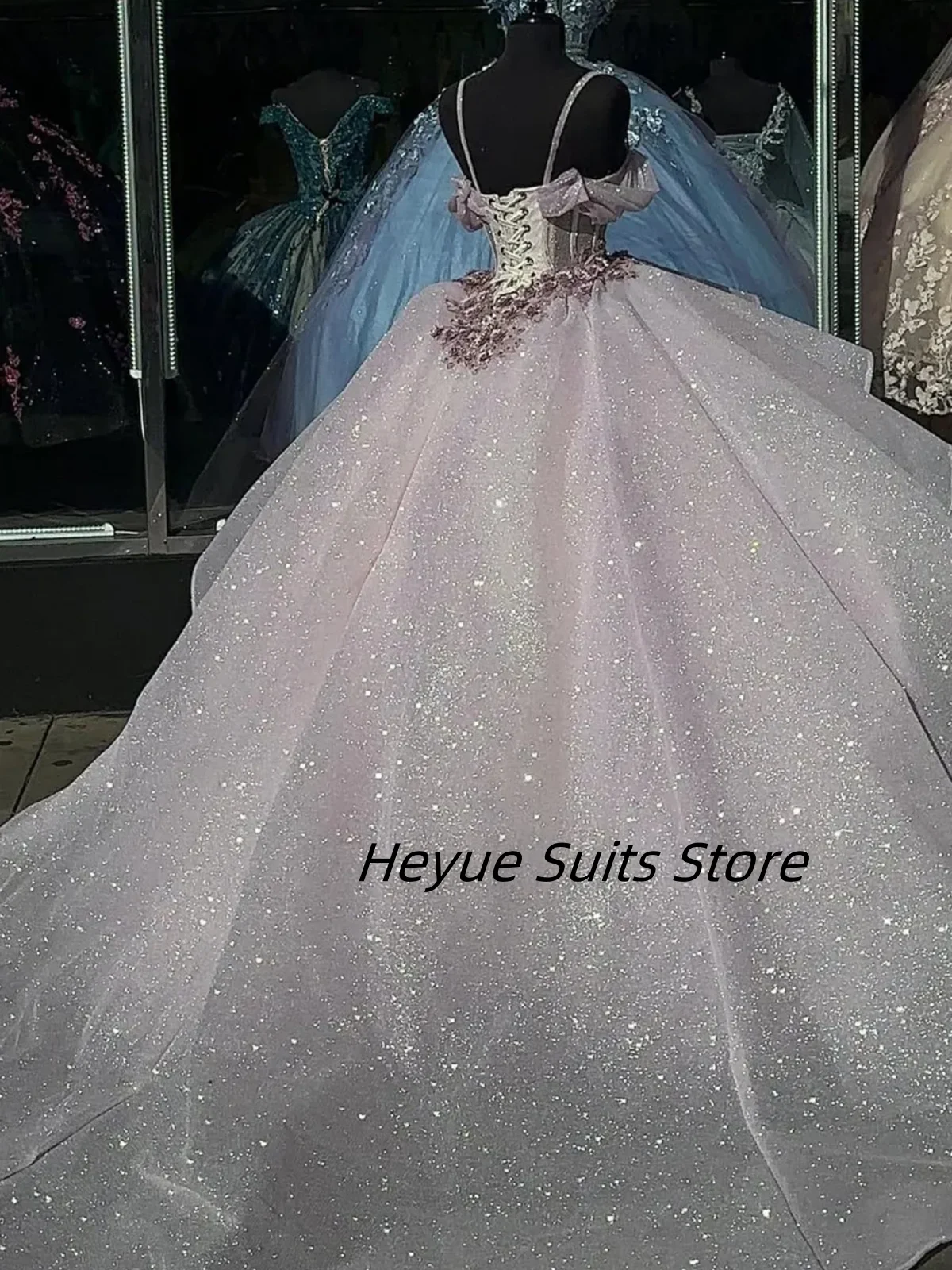 Customized Atmosphere Quinceanera Dress delicate Sparklying Cold Shoulder Ruffled Appliques Tulle Gowns Prom Vestidos De Novia
