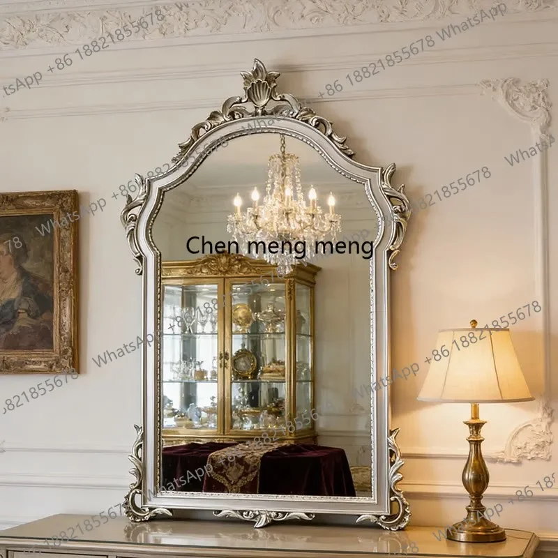 A139French retro carved decorative mirror living room porch fireplace mirror wall-mounted bathroom mirror
