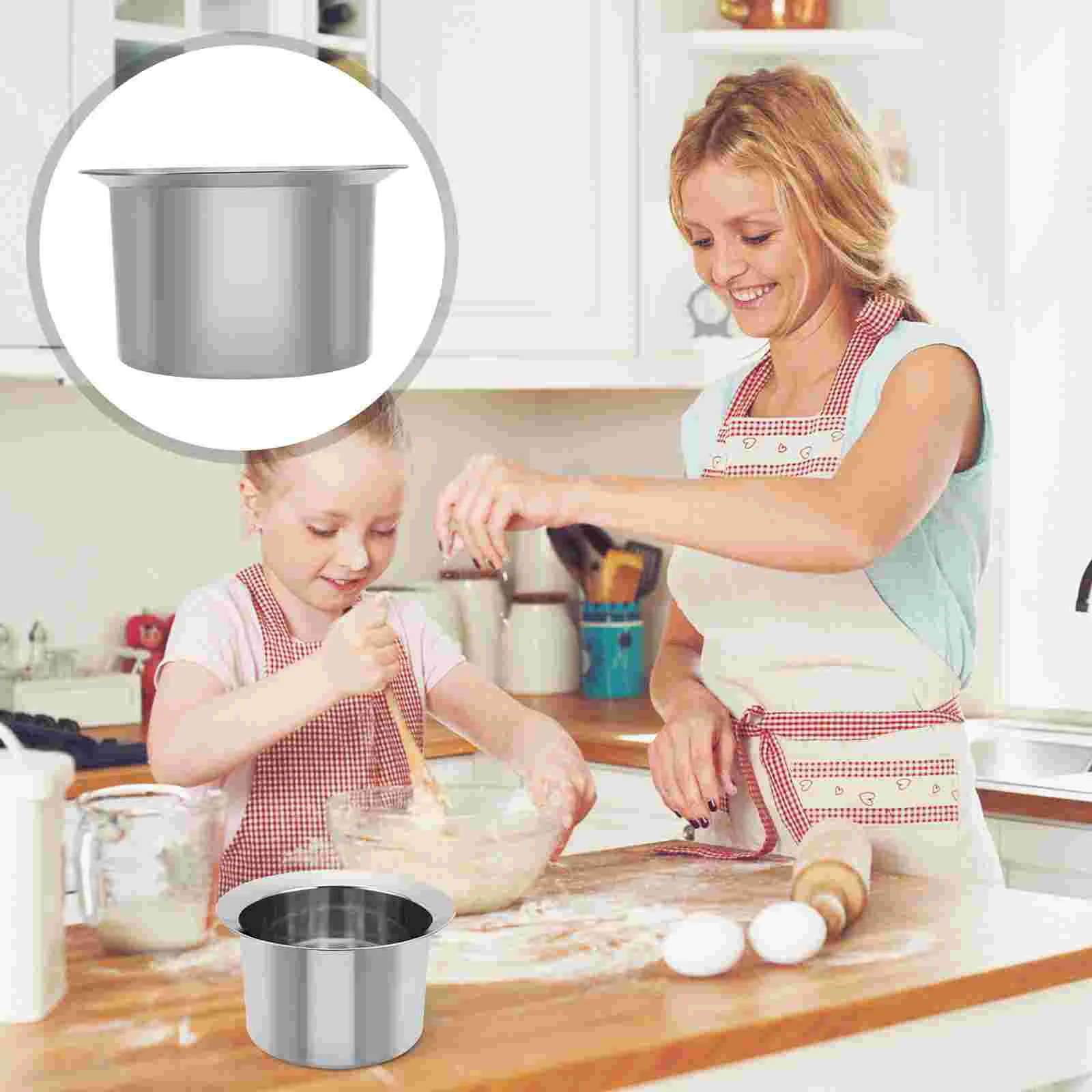 Cylinder Household Mixing Bowl Lard Oil Basin Container Olive Cooking Kitchen Restaurant Stainless Steel Storage