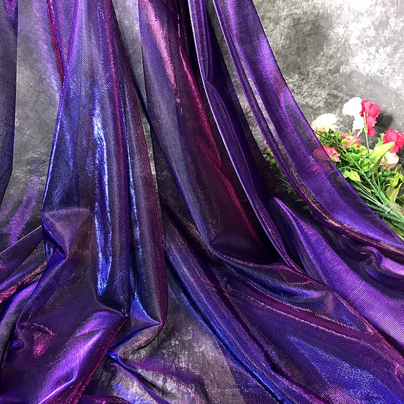 Glass Purple Blue Gradient Mesh Designer Fabric Star River Skirt Clothing DIY Colorful Light Clothing Fabric