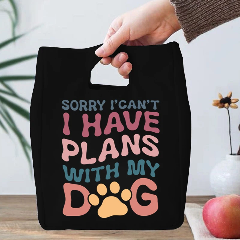 

Dog Lover Premium Design Lunch Bag Unisex Flower Dog Paw Prints School Teen Picnic Food Bag Dogs Letter Print Canvas Lunch Bags