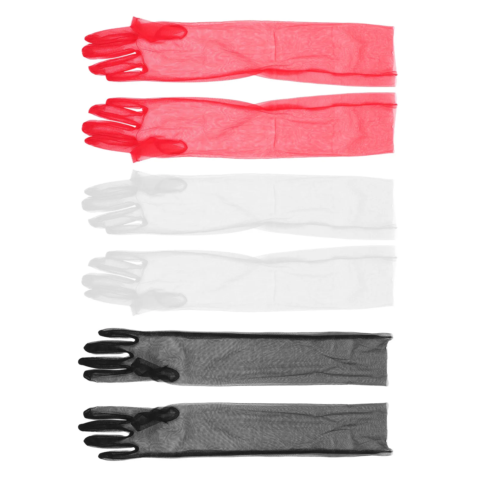 3 pares de guantes de tul para novia, mangas largas transparentes para boda, fiesta de té, disfraz de Halloween, cubiertas de brazo de malla, guantes de boda para mujer