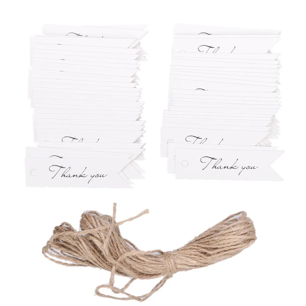 

100Pcs Kraft Paper Wedding Favor Tags Fish Tail Design Thank You Letter Label for Gifts Decoration Kraft Paper