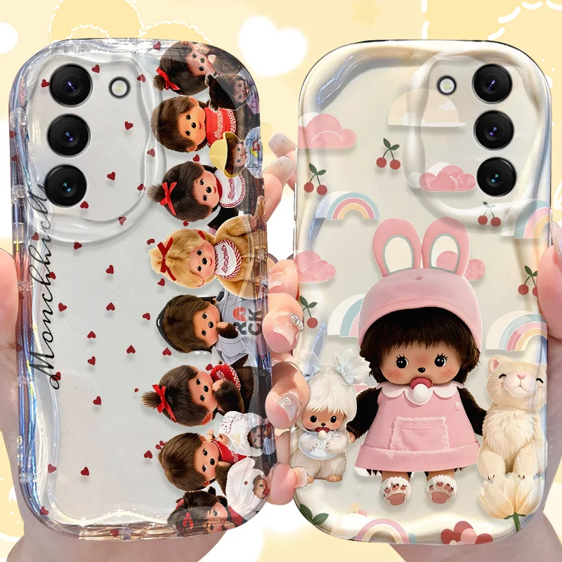 Kawaii M-monchhichis-s Hülle für Samsung Galaxy S25 S24 S23 S22 S21 Ultra Plus S20 FE A73 A72 A71 A56 A55 A54 5G A52 4G Cover