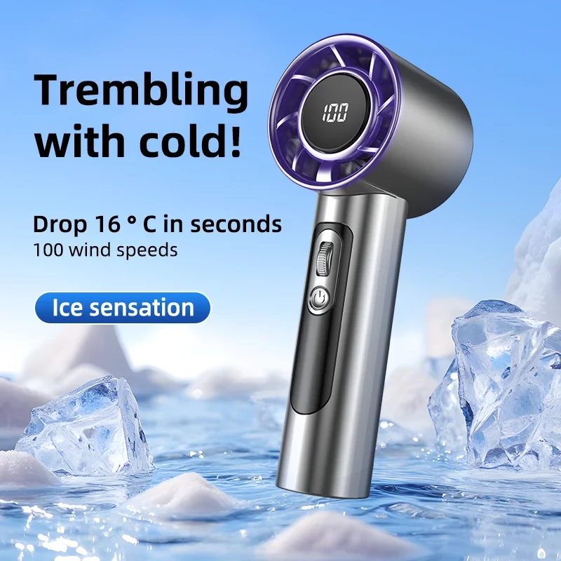 Portable Mini Handheld Turbo Fan F08 With Led Display And 100 Wind Speed Usb Charging Small Wind Cannon High Speed Fan Hot Sale