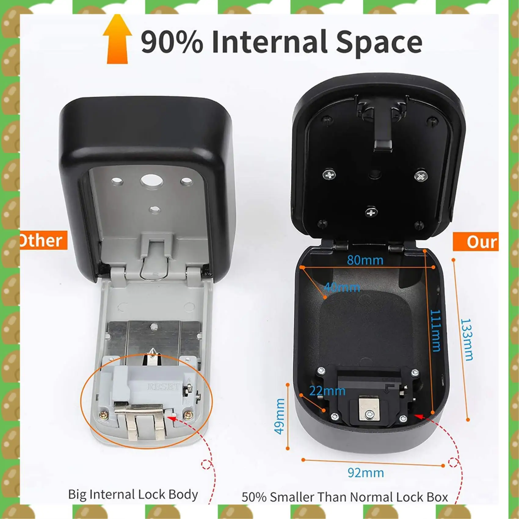 

T36C 2X ящик для ключей, настенное крепление, 4-значная комбинация, устойчивый к атмосферным воздействиям замок для хранения ключей, комбинированный сейф большой емкости