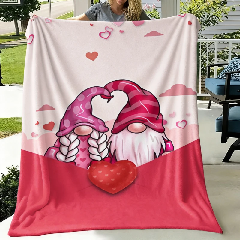 Heart Couple Gnome Throw Blanket,Warm Lounge,Bedroom Decor,Birthday Anniversary Home Casual Favor