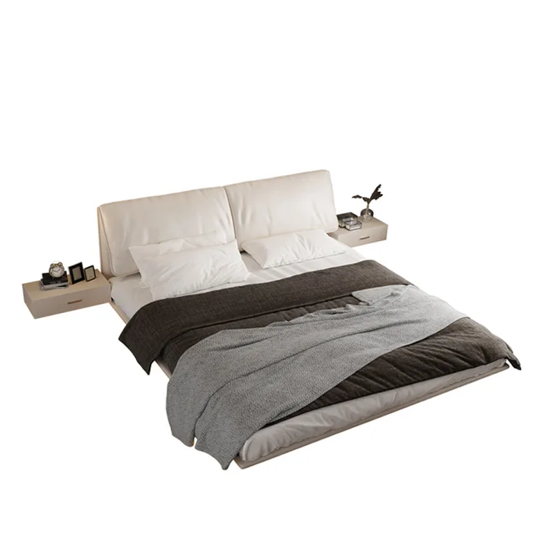 

Suspended Italian minimalist leather modern minimalist double bed