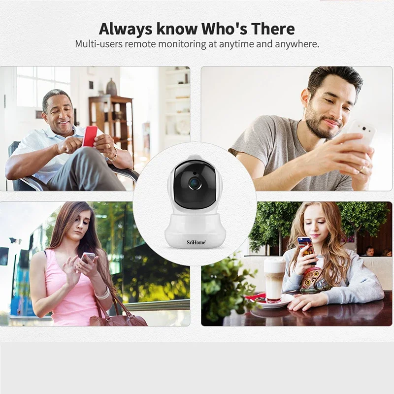 Srihome 2pcs กล้องสมาร์ท 3MP HD 360 มุมในร่ม WiFi Baby Security Monitor PTZ IP กล้องวงจรปิดความปลอดภัย Protector กล้องเฝ้าระวัง