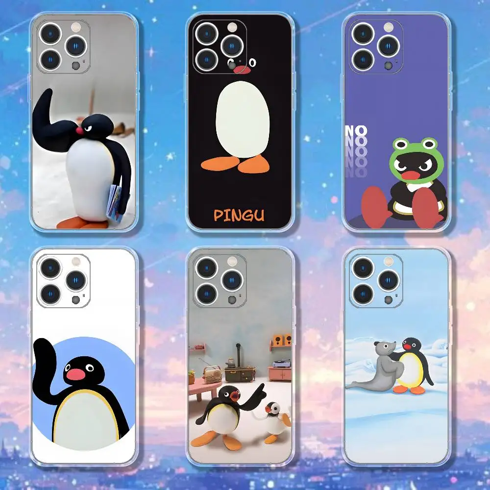 

Cute P-Pingu Penguin Phone Case For iPhone 17,16,15,14,13,12,11 Pro,Max,Plus,X,XS,XR,SE4,E Mini Transparent Soft Cover