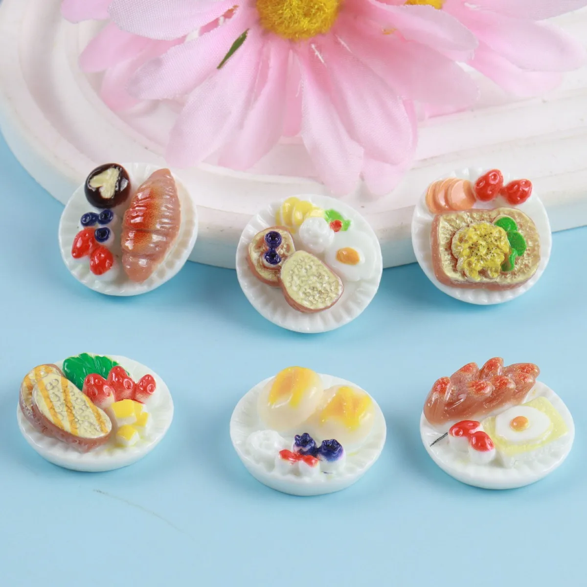 SW05 DianXin 10pcs Dollhouse Breakfast Miniature Food Model DIY Manual Kitchen Accessories Resin Dollhouse Decoration Cute