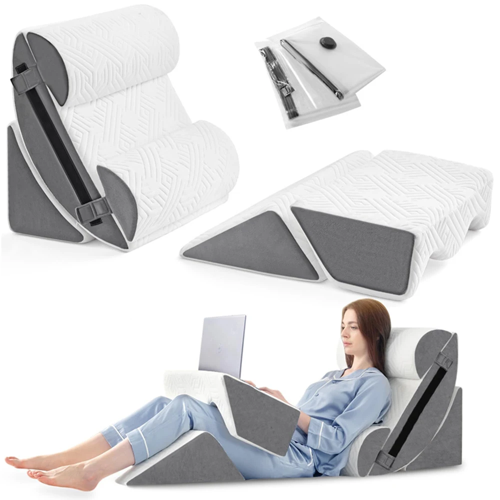 Customizable  Orthopedic Bed Wedge Pillow Set, Memory Foam for Sleep, Anti-Snoring, Comfortable and Adjustable Support