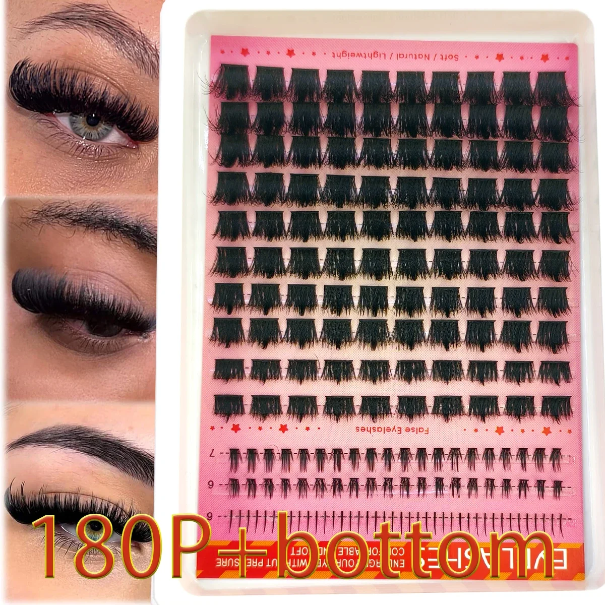 13rows Thick Fluffy Lash Cluster 60D-2000D Wispy Individual Cat Mink spikes Clusters 10-18mm Mixed Length DIY Eyelash Extensions