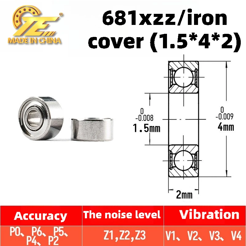 Manufacturer directly supplied mini small bearing 681XZZ size 1.5*4*2mm accessories rotating refrigerator magnet special shaft