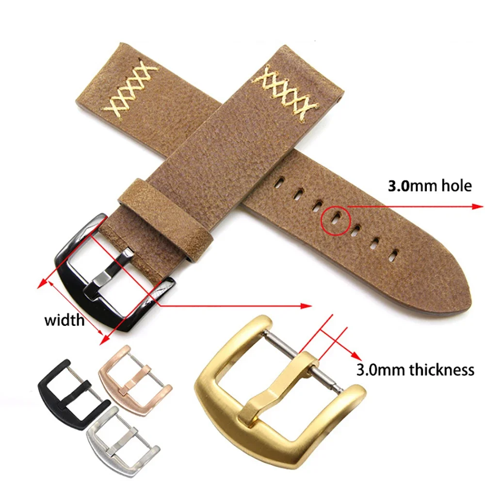 Metal Watch Band 16mm 18mm 20mm 22mm 24mm  Buckle Stainless Steel Watch Strap Clasp Pin Button Watch Accessories