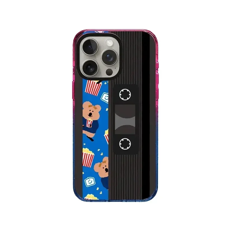 Cartoon Popcorn 2.5 Acrylic Gradient Border Magnetic iPhone 12 13 14 15 Pro Max Protective Case
