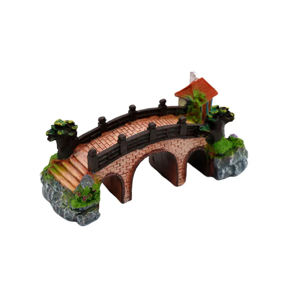 

Aquarium Bridge Pavilion Decor Middle Size Resin Craft Landscape Safe for Fish Fresh Salt Water Environment Fish Tank Decoration