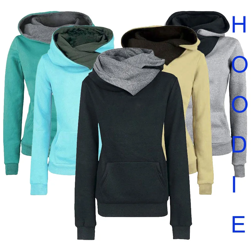 

Women's brand new solid two-color hooded Sweatshirt autumn and winter cotton Hoodie sweater (S-2XL)