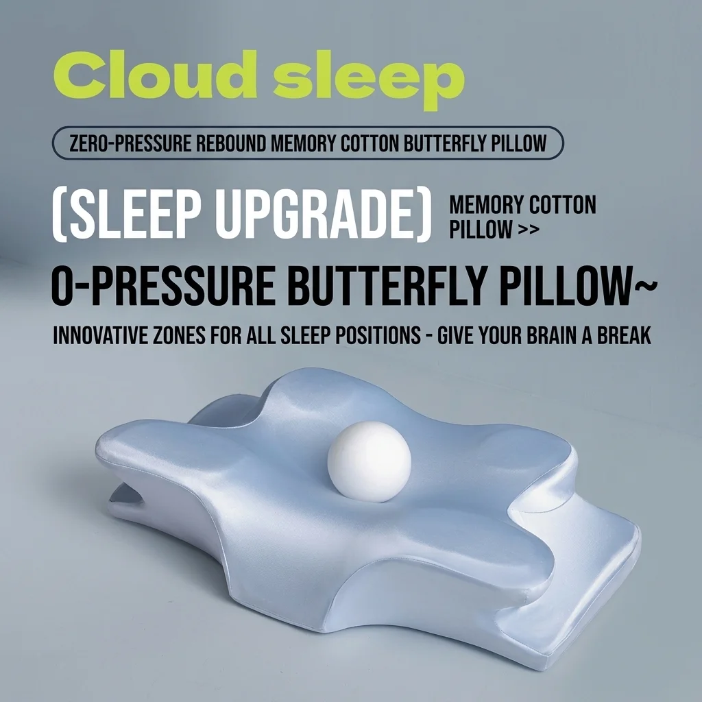 Butterfly Orthopedic Memory Foam Pillow Ergonomic Neck Support Deep Sleep Pillow for Back Side Stomach Sleepers Home Bedding