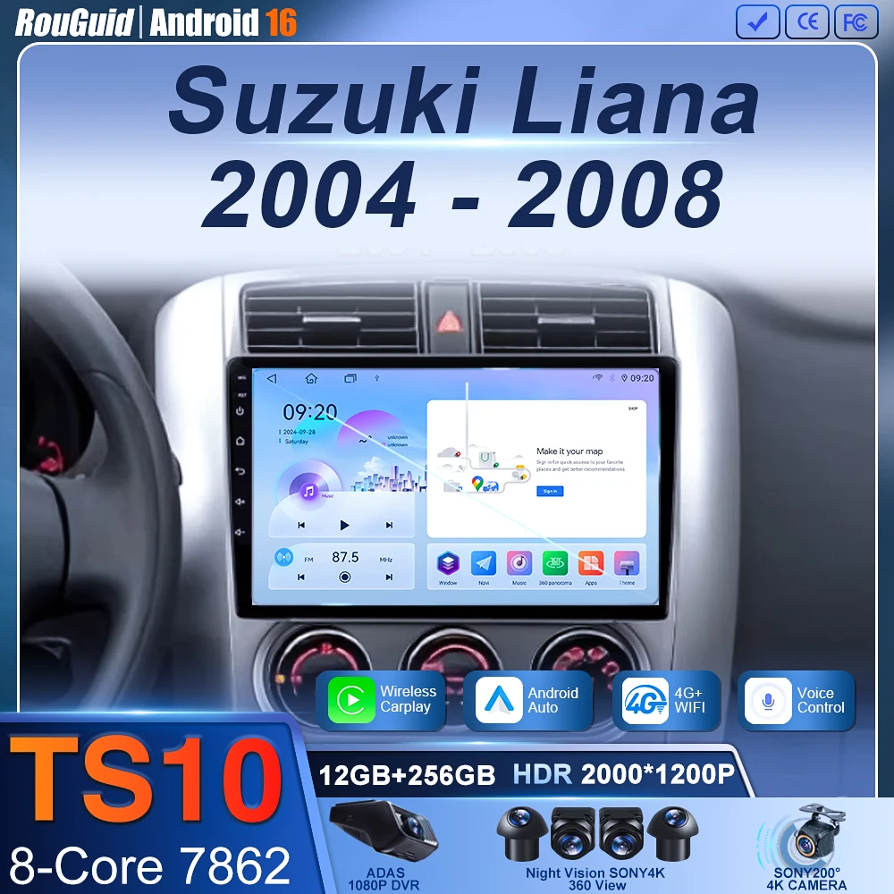 

Car Radio For Suzuki Liana 2004-2008 Car Radio Multimedia Video Player GPS Navigation 9 Inch Android 16 Stereo
