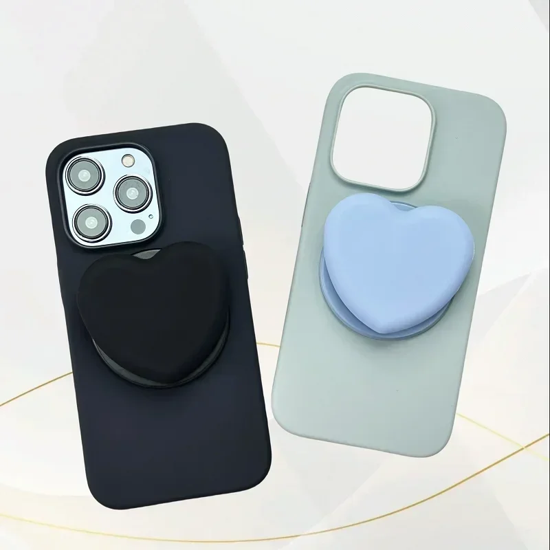 Mão magnética Magsafe de coração fofo adequada para iPhone anel de suporte de caixa de carregamento sem fio dobrável