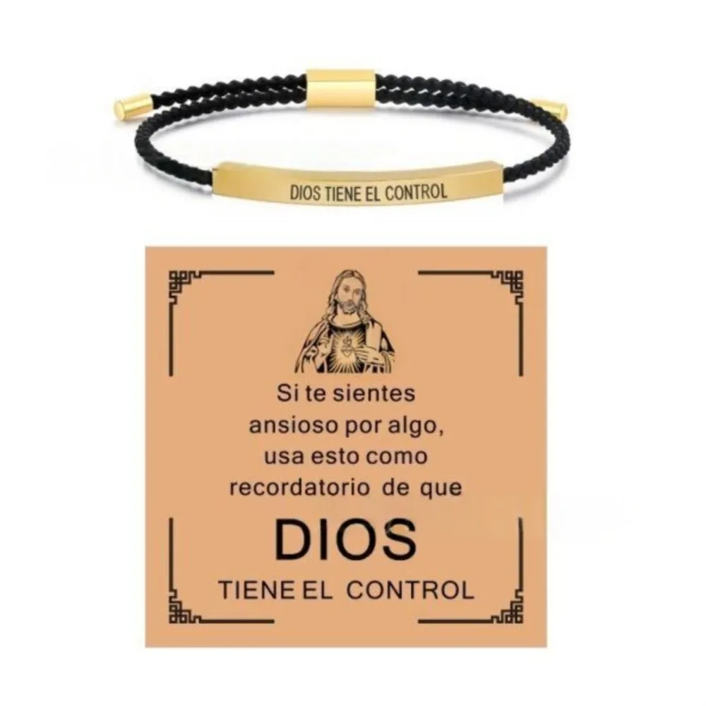 New Fashion Inspirational Bracelet Spanish  'God Is in Control' Engraved Letter Bracelert for Women Men Bracelet Jewelry Gifts