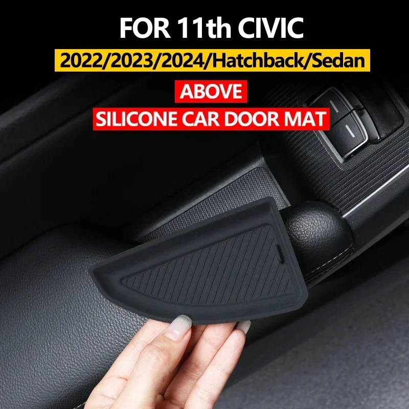 For 2022-2025 11th Civic Sedan Hatchback Black Door Handle Anti-slip Pad Door Groove Storage Mat Car Interior Accessories