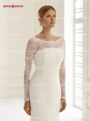 Full Sleeves Lace Wedding Jacket 2024 Bridal Bolero Formal Party Bride Shrug Women Cape Special Occasion Wrap