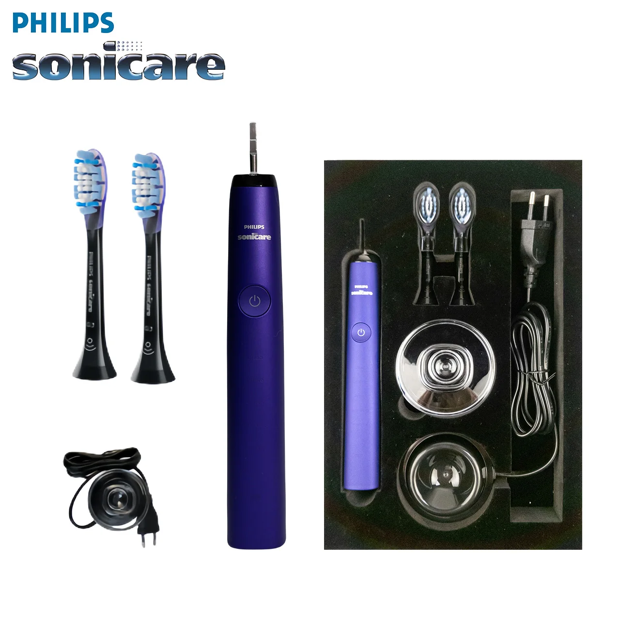 Philips Sonicare DiamondClean HX93 handle HX9352 rechargeable  electric toothbrush Philips Replacement Heads G3 Adult Purple