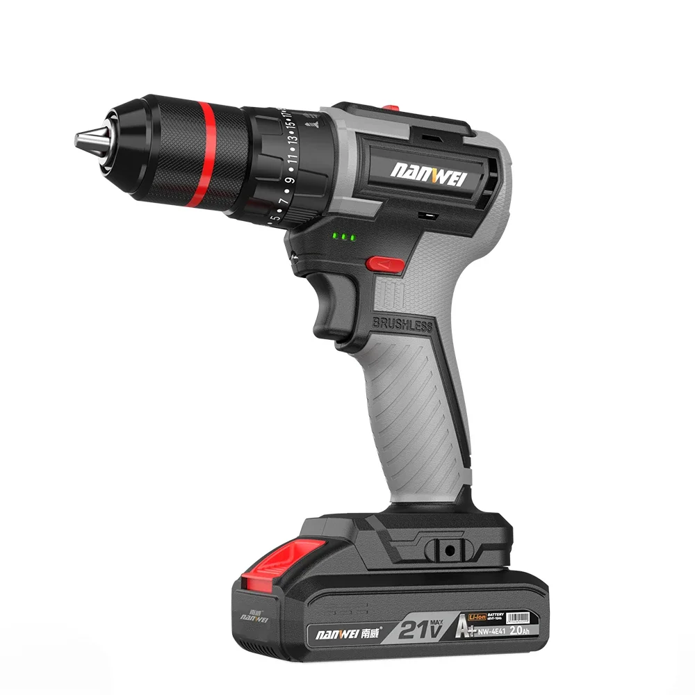 

# Hot For NANWEI 21V Cordless Brushless Power Tools Electric Lithium Screwdriver 10mm Mini Drill Household DIY Drilling