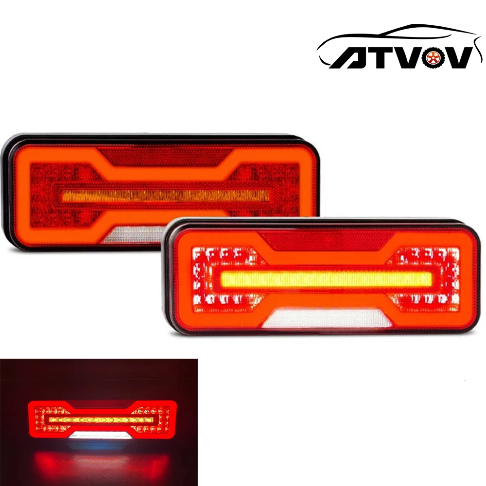 ATVOV 2PCS 1 Set LED Rear Tail Light Turn Signal Brake Reverse Flowing Lamp Waterproof 12V 24V Trailer Truck Caravan UTE Camper