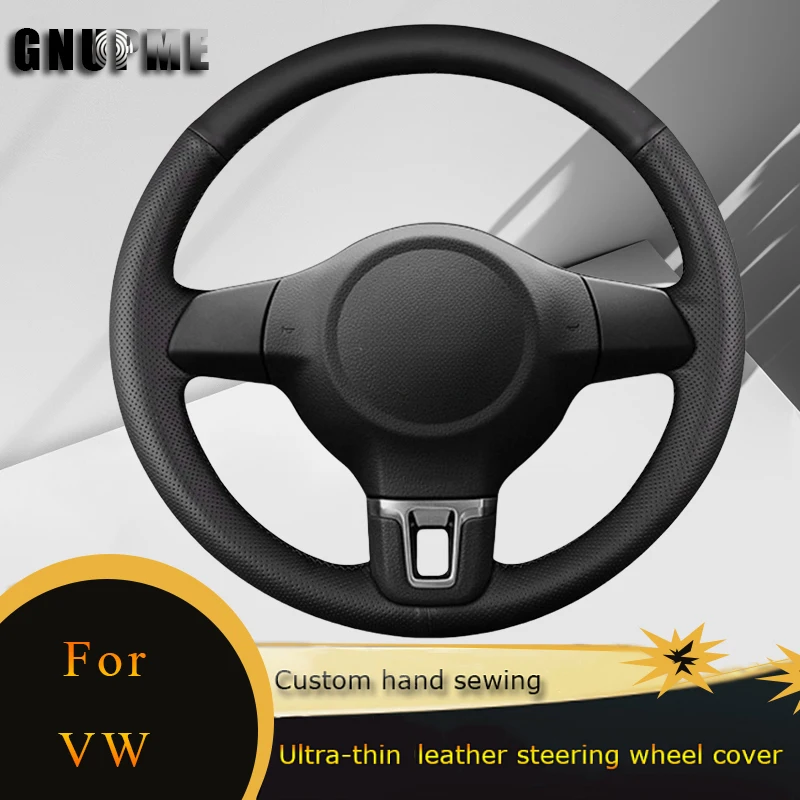 

DIY Car Steering Wheel Cover Non Slip Genuine Leather For Volkswagen Golf 6 Mk6 VW Polo Sagitar Bora Santana Jetta Mk6