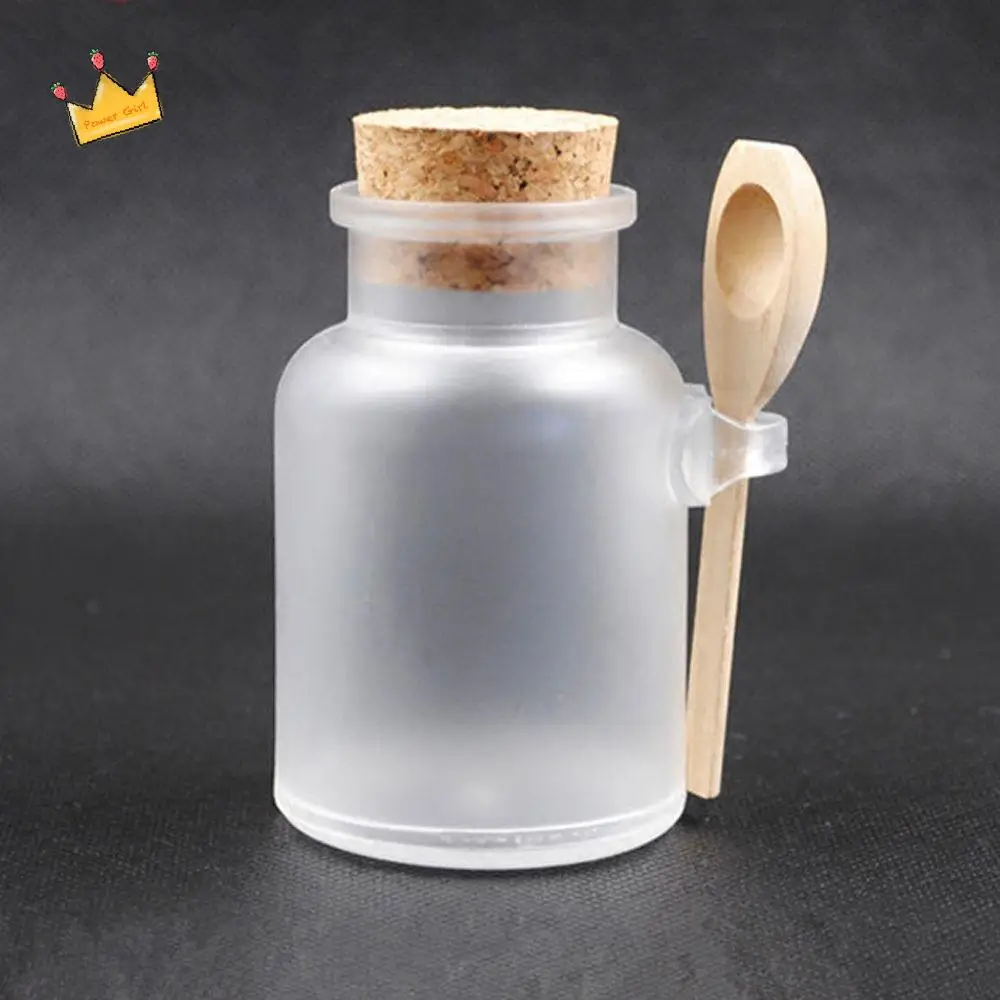 Garrafa rolha de madeira recipientes cosméticos com colher de madeira garrafa de vedação fosca garrafas recarregáveis frascos de sal de banho frasco de máscara