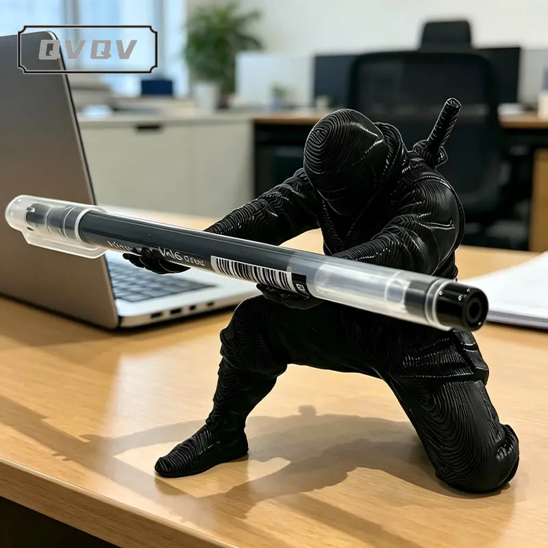 Suporte de Caneta Ninja Impresso em 3D para Mesa, Organizador de Papelaria com Estatueta Única, Decoração de Mesa para Armazenamento de Canetas