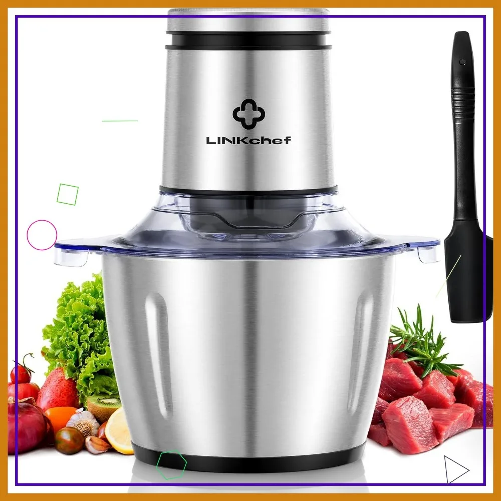 

8 Cup Electric Food Processor, 600W Meat Grinder with Stainless Steel Bowl for Kitchen Use