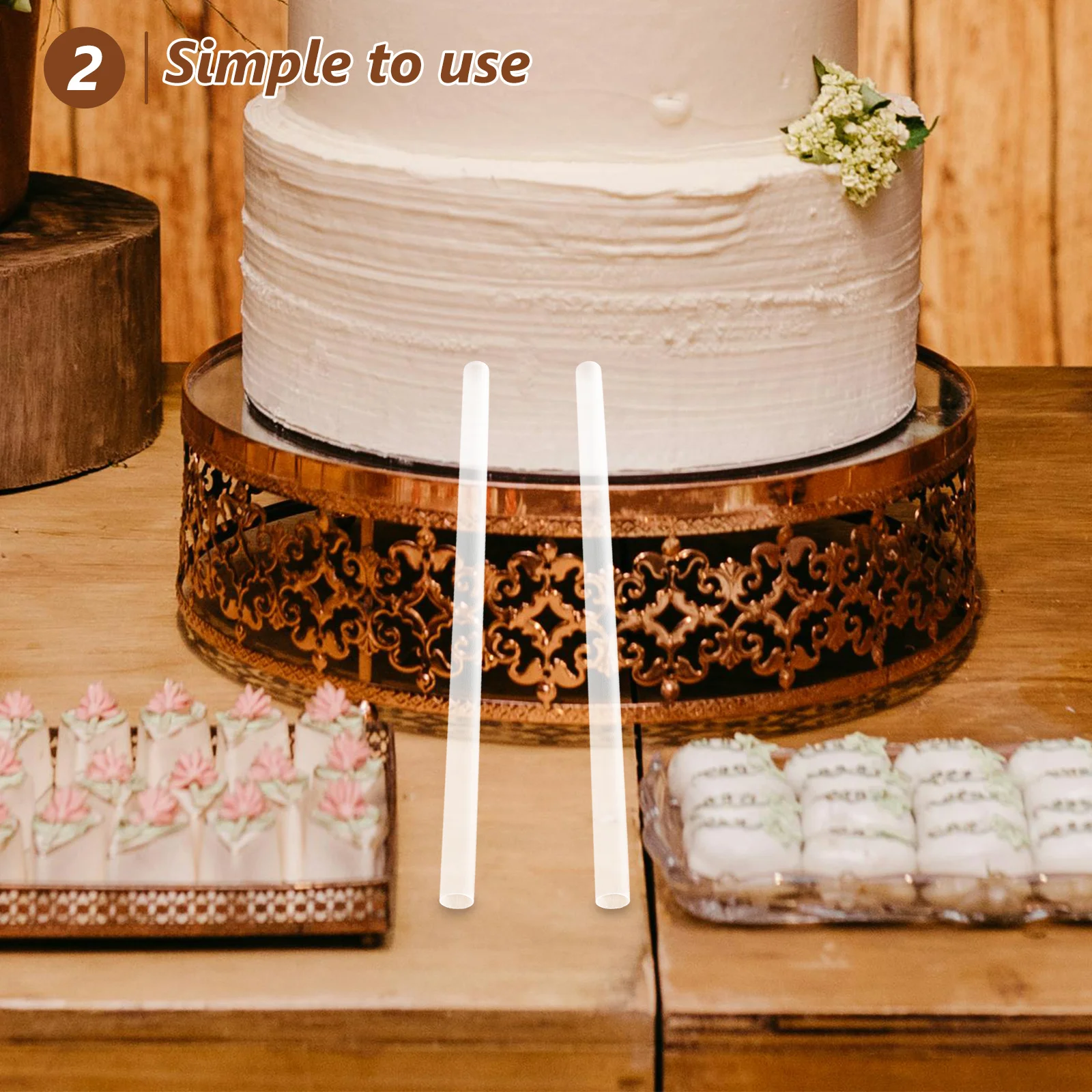 

12Pcs Plastic Cake Dowel Rods Food Safe PP Material Sturdy Support for Round Cakes Wedding Cake Stacking Baking Decoration