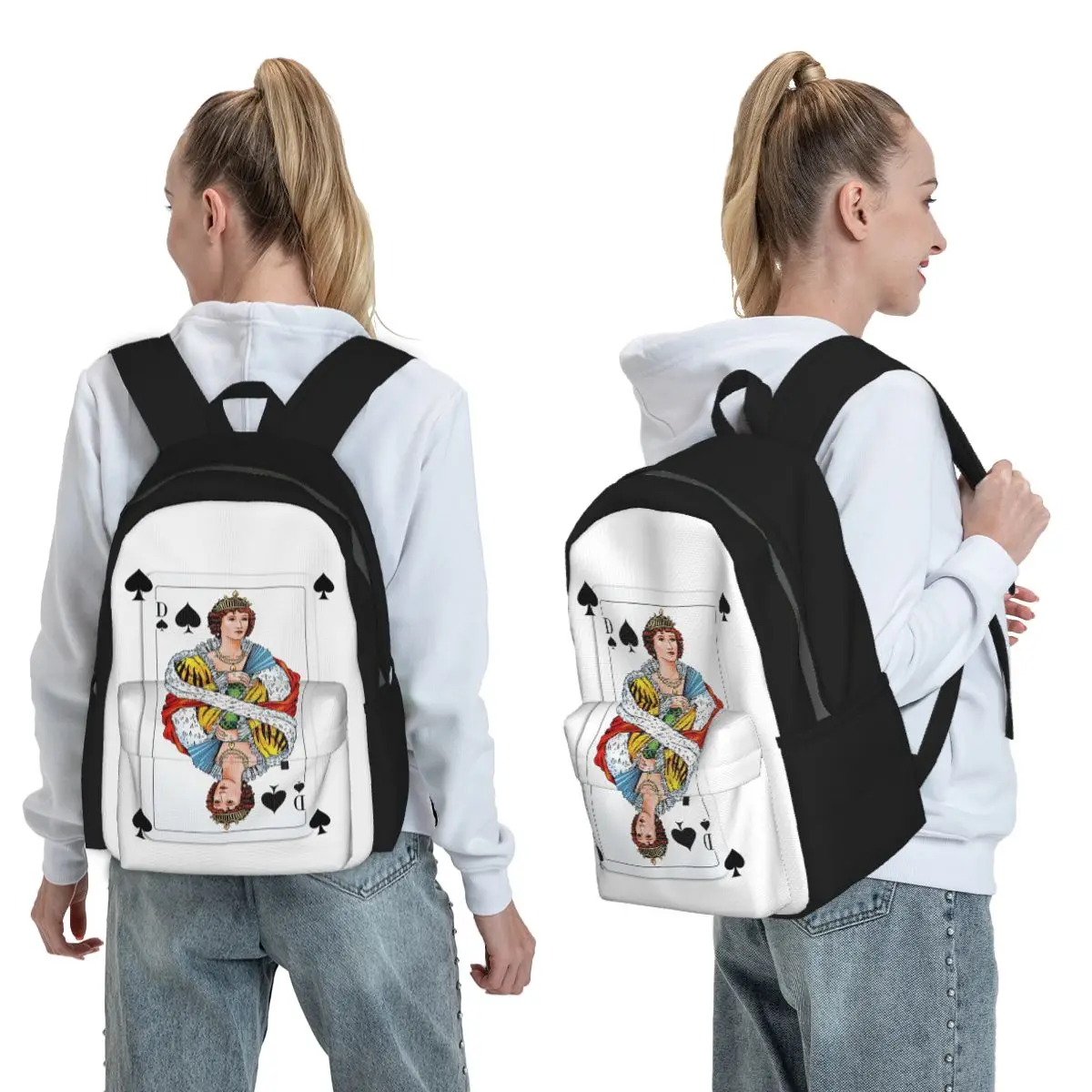 

Spades Queen Backpack Student BookBag Children School Bag Computer Shoulder Bags for Men Women