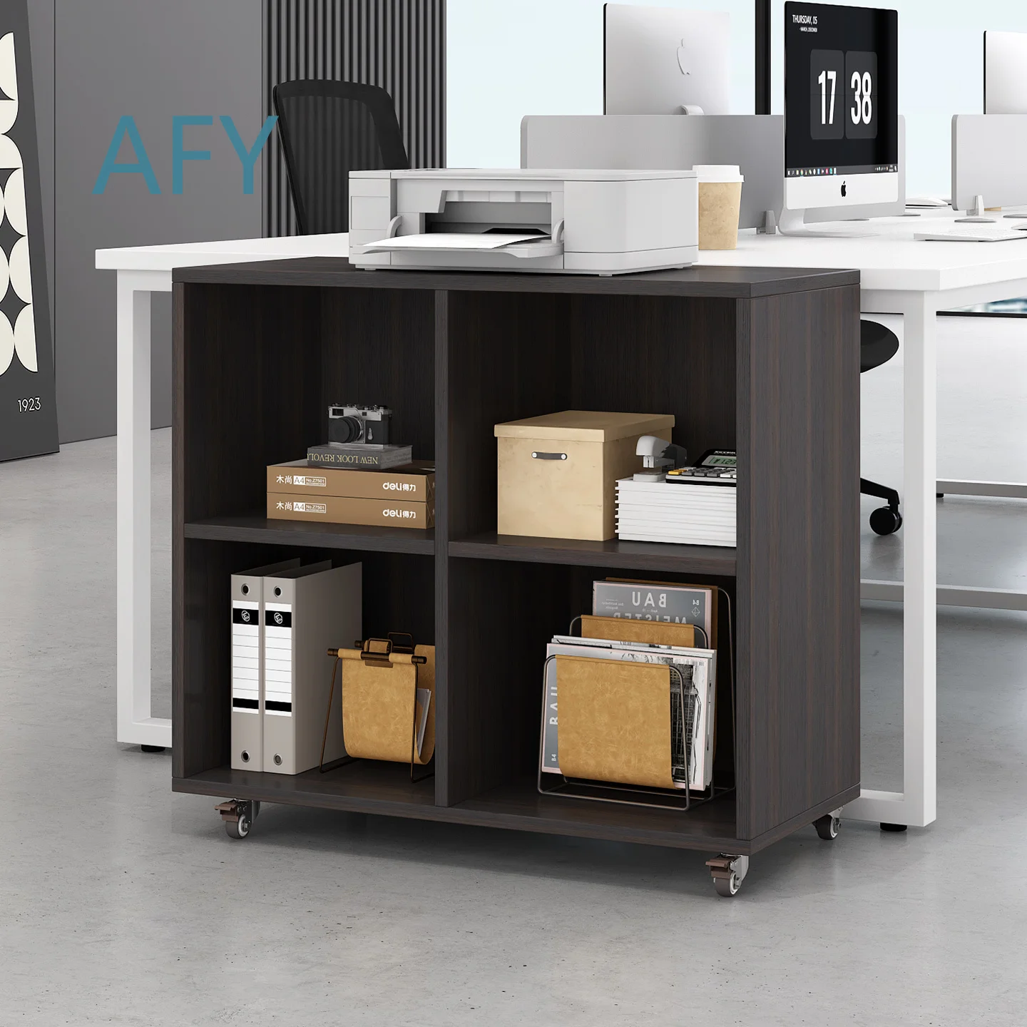 Low Cabinet for Office Wall Mounted Multi Layer Shelf System Space Saving Freestanding Modular Storage Unit for Home Study