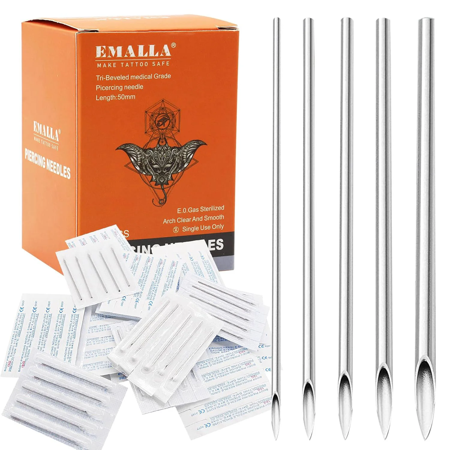 5/50/100PCS Body Piercing Needle 12G 14G 16G 18G 20G Surgical Steel Sterile Disposable Ear Nose Navel Nipple Lip Piercing Tool