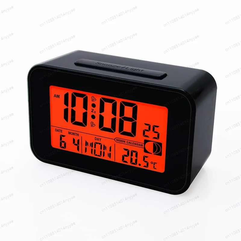 Digital Desk Clock with Date & Temperature - Multifunction LCD Alarm Clock, Large Display Electronic Reloj for Bedroom/Office