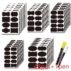 New 42/48pcs Jar Stickers Kitchen Label Stickers Blackboard Spice Labels Sticker Storage Organizer Bottles Label Chalkboard Tag