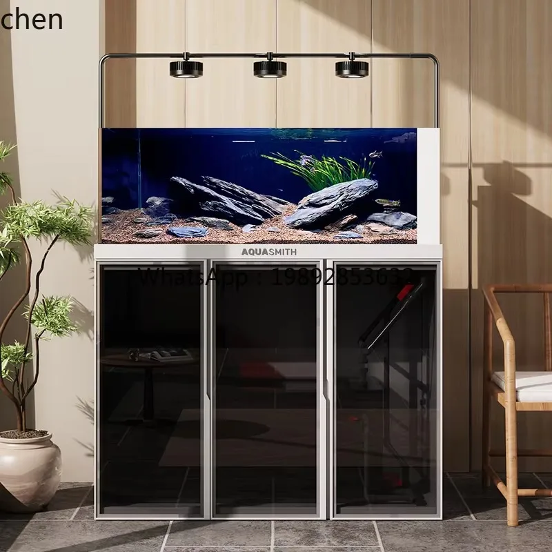 YG-1 New Native Stream Bottom Filter Fish Tank Landscaping Full Set Of Aquatic Plants Ultra-white Glass Ecological Aquarium