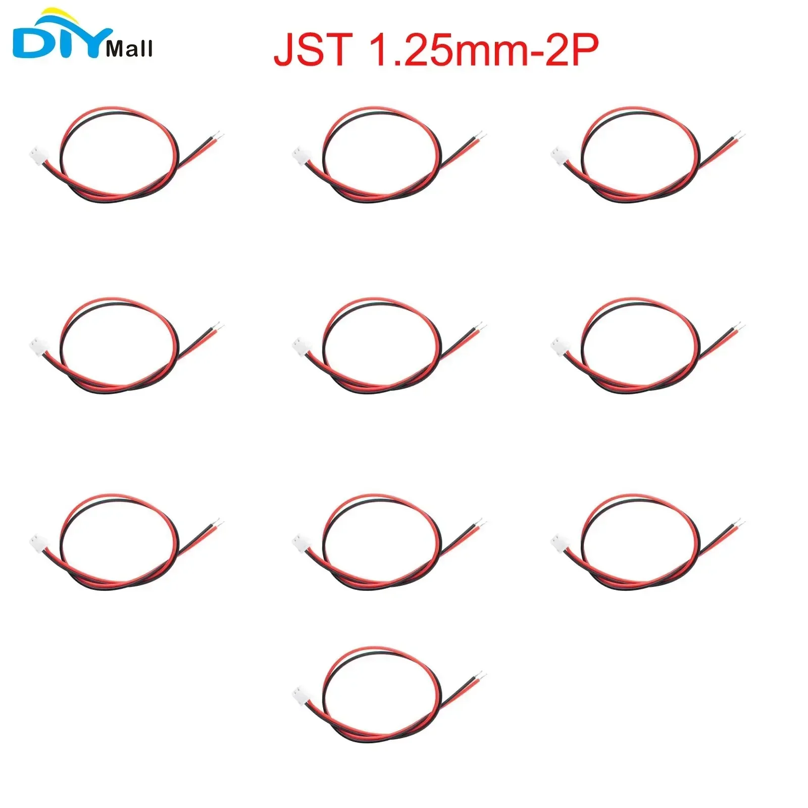 10Pcs JST 1.25mm 2P Male Connector Cables 15cm Tin-Plated Copper for Meshtastic/Heltec ESP32 LoRa32 V3