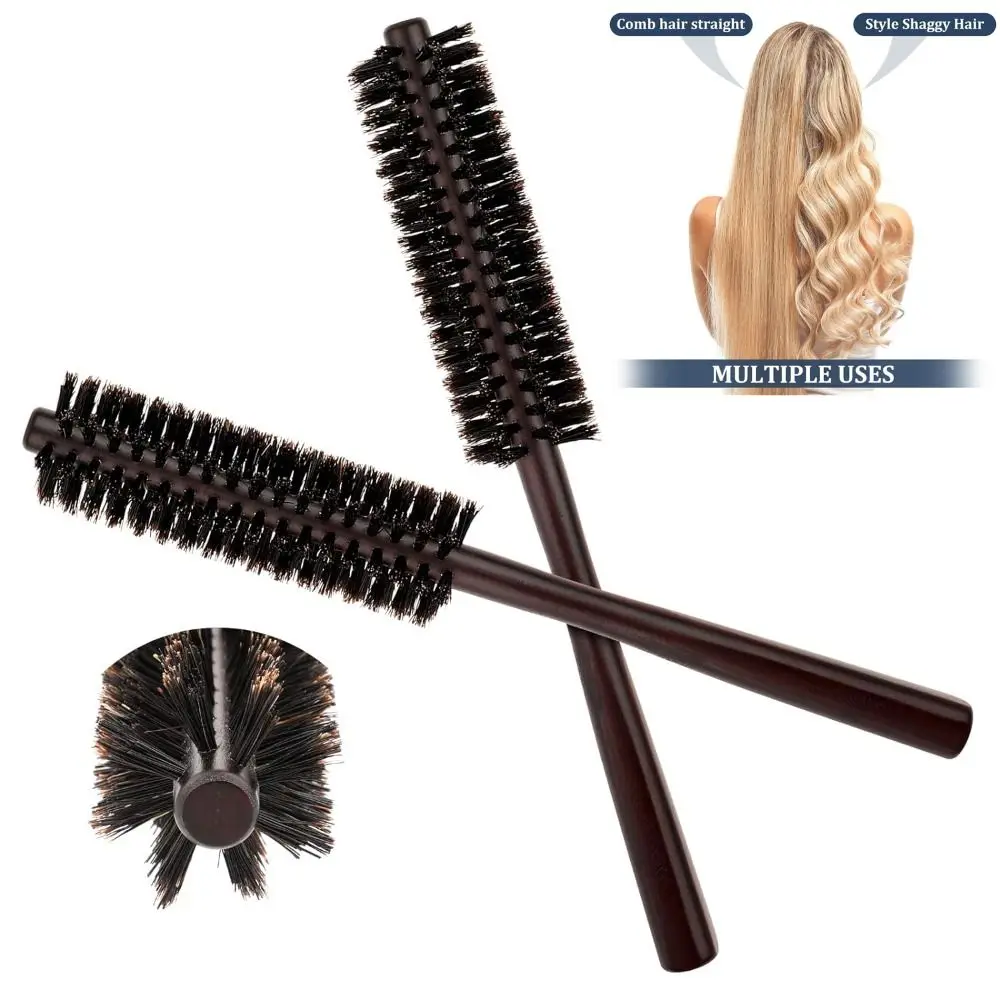 Brosse à cheveux ronde en bois, outils de coiffure, peigne à poils, degré haute température pour coiffure, poils de sanglier