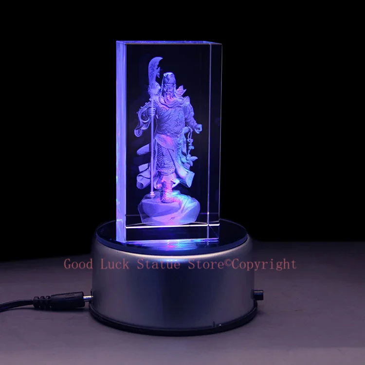 Special Offer 15CM LARGE HOME shop office company business 3D crystal God of Wealth Guan Gong Fortune Talisman statue