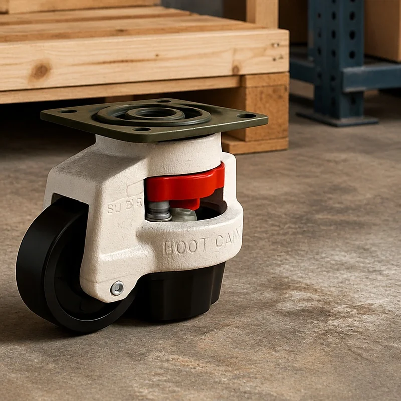 Industrial-Grade Workbench Caster with Height Adjustment and Non-Skid Wheels for Machinery and Vending Units