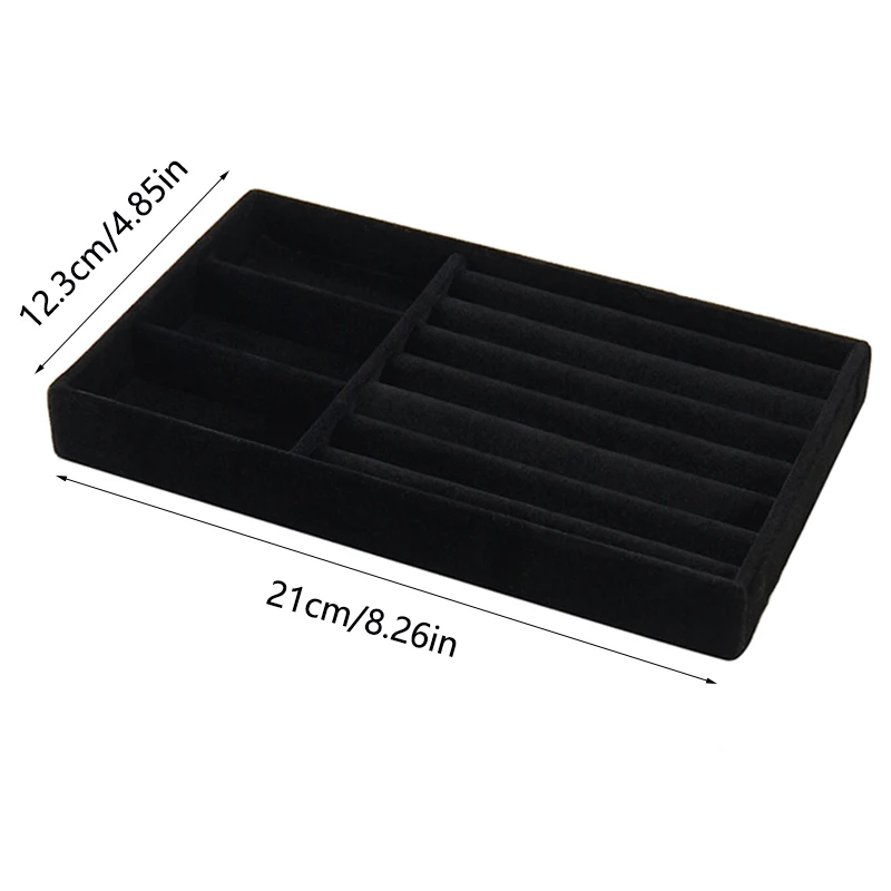 3pcs Black Jewelry Organizer Velvet Jewelry Storage Tray Display Ring Bracelet Necklace Storage Box Showcase Drawer
