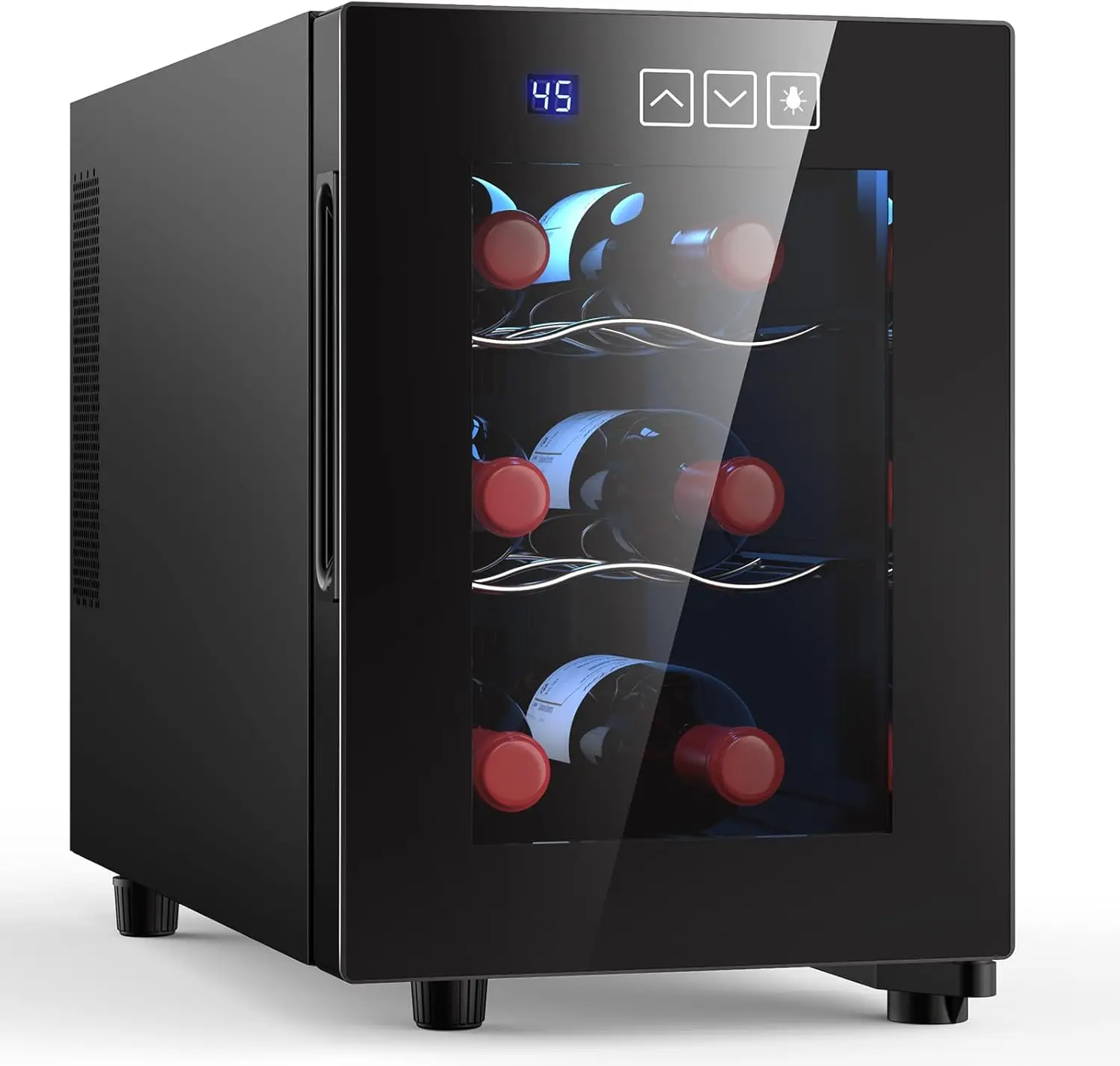 6 Bottle Wine Cooler, Freestanding Small Wine Fridge with 46-66 ℉ Digital Temperature Control Thermoelectric Wine Cooler