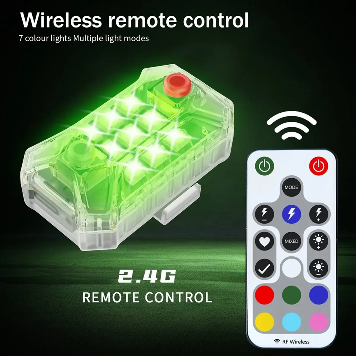 Goodprice LED Strobe Light Anti-Collision Warning Lamp Waterproof Wireless Remote Control for Car Motorcycle Bike Drone 2Pcs