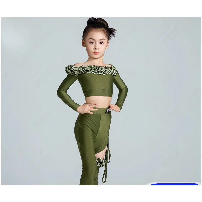 2026 Winter New Latin dance costume girls' flared pants set training and performance set high-end